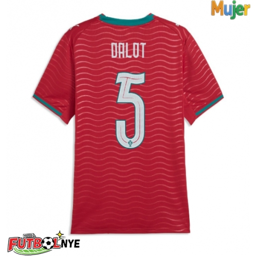 Camiseta Portugal Diogo Dalot #5 Primera Equipación para mujer Mundial 2026 manga corta